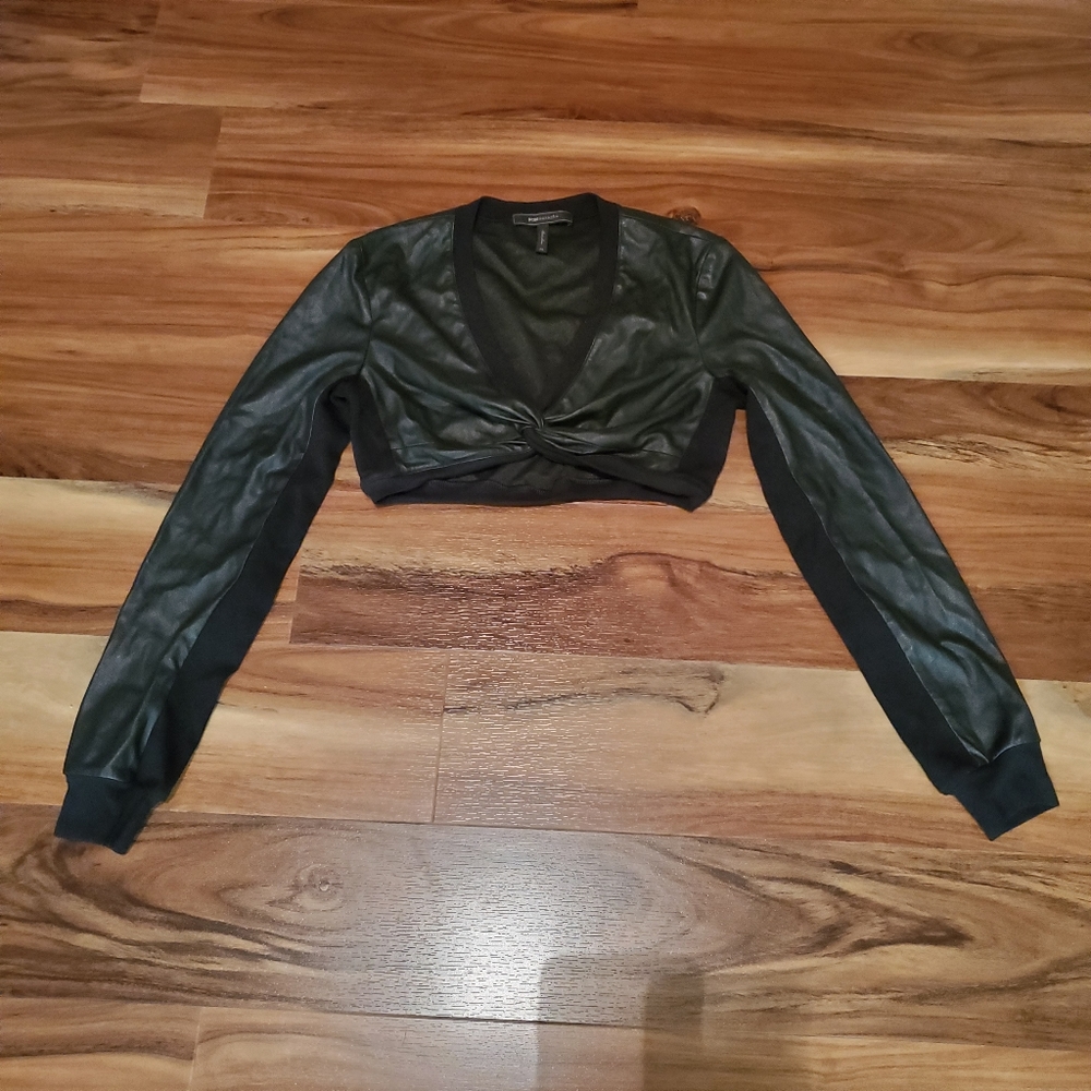 Bcbgmaxazria faux leather crop top